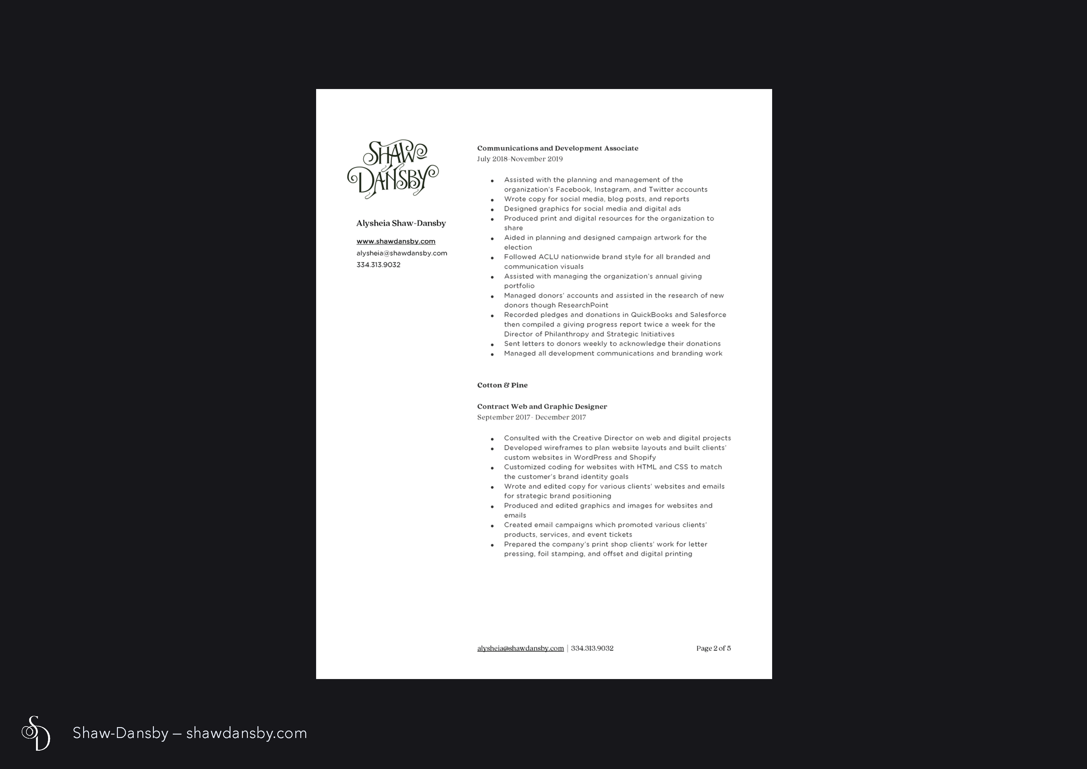 Shaw-Dansby Resume 2